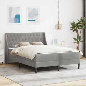 vidaXL Cadru de pat cu saltea Gri deschis 140 x 200 cm Catifea imagine