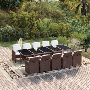 vidaXL Set mobilier de exterior cu perne, 11 piese, maro, poliratan imagine