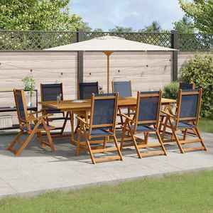 vidaXL Set mobilier de grădină, 9 piese, lemn masiv acacia/textilenă imagine