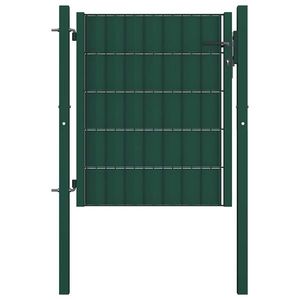 vidaXL Poartă de gard din PVC și oțel, verde, 100x81 cm imagine