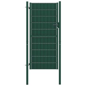 vidaXL Poartă de gard din PVC și oțel, verde, 100x204 cm imagine