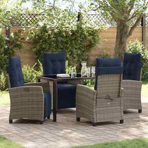 vidaXL Set de masă pentru grădină cu pernă 5 pcs Gri poliratan imagine