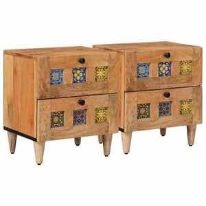 vidaXL Dulap de noapte cu sertar 2 pcs natural 40 x 33 x 46 cm imagine