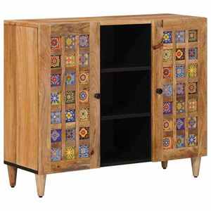 vidaXL Bufet cu raft natural 90 x 33 x 75 cm Lemn de mango solid imagine