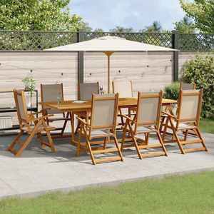 vidaXL Set mobilier de grădină, 9 piese, lemn masiv acacia/textilenă imagine