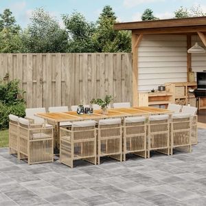 vidaXL Set mobilier de grădină cu perne, 15 piese, bej, poliratan imagine