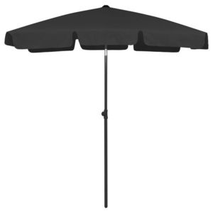 vidaXL Umbrelă de soare de plajă, negru, 180x120 cm imagine