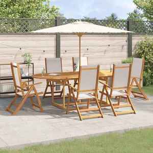 vidaXL Set mobilier de grădină, 9 piese, lemn masiv acacia/textilenă imagine