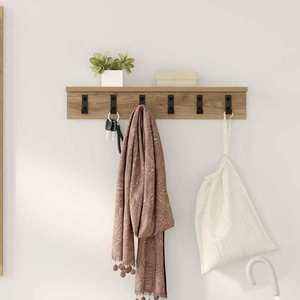 vidaXL Răcător de paltoane montat pe perete Pe perete Stejar Artizanal imagine