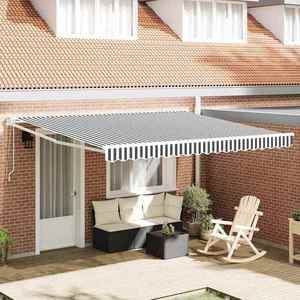 vidaXL Copertină retractabilă antracit/alb, 4x3 m, textil/aluminiu imagine