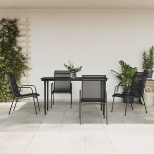 vidaXL Set mobilier de grădină, 5 piese, negru, oțel și textilenă imagine
