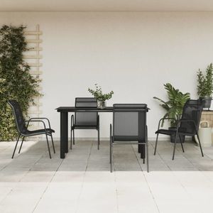 vidaXL Set mobilier de grădină, 5 piese, negru, oțel și textilenă imagine