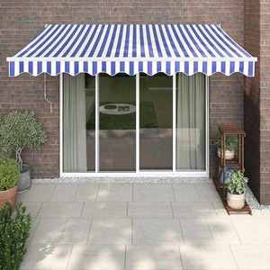 vidaXL Copertină retractabilă automată, albastru și alb, 3x2, 5 m imagine