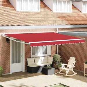 vidaXL Copertină retractabilă manuală Roșu 400 × 300 cm imagine