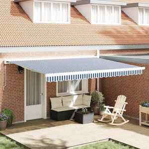 vidaXL Cortina Retractabilă Albastru și Alb 450 × 300 cm imagine