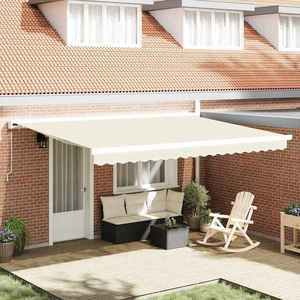 vidaXL Cortina Retractabilă Crem 450 × 300 cm Stofă și Metal imagine