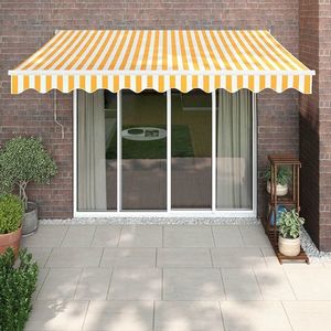 vidaXL Copertină retractabilă, galben/alb, 3, 5x2, 5 m, textil/aluminiu imagine