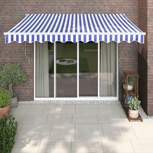 vidaXL Copertină retractabilă albastru/alb, 3, 5x2, 5 m, textil/aluminiu imagine