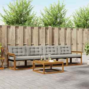 vidaXL Set de canapele de exterior 5 pcs Gri natural și deschis imagine