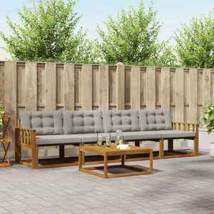 vidaXL Set de canapele de exterior 5 pcs Gri natural și deschis imagine