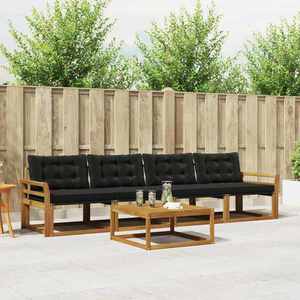 vidaXL Set de canapele de exterior cu pernă 5 pcs Natural și Negru imagine