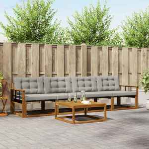 vidaXL Set de canapele de exterior 5 pcs Gri natural și deschis imagine