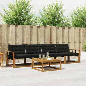 vidaXL Set de canapele de exterior cu pernă 5 pcs Natural și Negru imagine