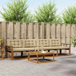 vidaXL Set de canapele de exterior cu pernă 5 pcs Natural și Bej imagine