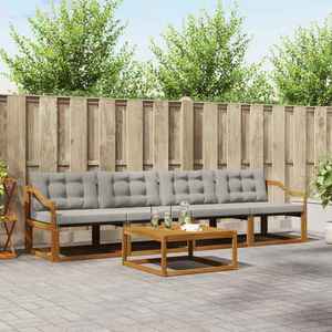 vidaXL Set de canapele de exterior 5 pcs Gri natural și deschis imagine