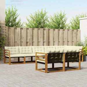 vidaXL Set de canapele de exterior cu pernă 8 pcs Natural și Crem imagine