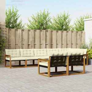 vidaXL Set de canapele de exterior cu pernă 8 pcs Natural și Crem imagine