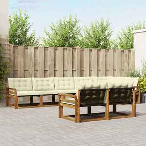 vidaXL Set de canapele de exterior cu pernă 8 pcs Natural și Crem imagine