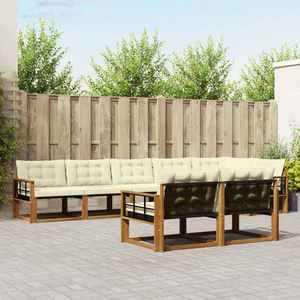 vidaXL Set de canapele de exterior cu pernă 8 pcs Natural și Crem imagine