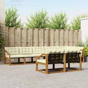 vidaXL Set de canapele de exterior cu pernă 8 pcs Natural și Crem imagine