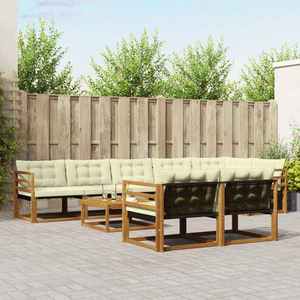 vidaXL Set de canapele de exterior cu pernă 9 pcs Natural și Crem imagine