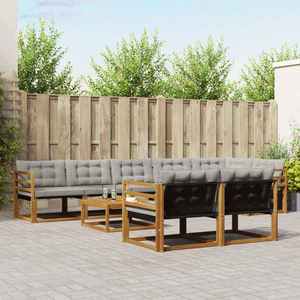 vidaXL Set de canapele de exterior 9 pcs Gri natural și deschis imagine