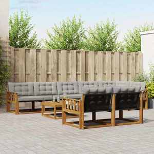 vidaXL Set de canapele de exterior 9 pcs Gri natural și deschis imagine