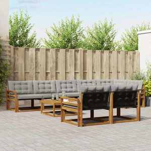 vidaXL Set de canapele de exterior 9 pcs Gri natural și deschis imagine