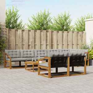 vidaXL Set de canapele de exterior 9 pcs Gri natural și deschis imagine