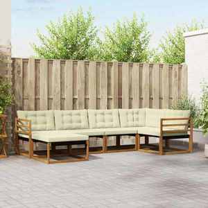 vidaXL Set de canapele de exterior cu pernă 6 pcs Natural și Crem imagine