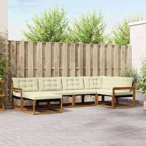 vidaXL Set de canapele de exterior cu pernă 6 pcs Natural și Crem imagine