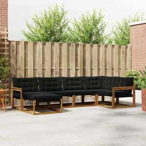 vidaXL Set de canapele de exterior cu pernă 6 pcs Natural și Negru imagine