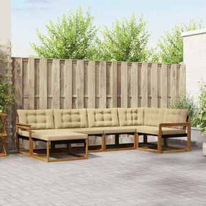 vidaXL Set de canapele de exterior cu pernă 6 pcs Natural și Bej imagine