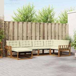 vidaXL Set de canapele de exterior cu pernă 6 pcs Natural și Crem imagine