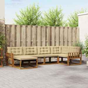 vidaXL Set de canapele de exterior cu pernă 6 pcs Natural și Bej imagine
