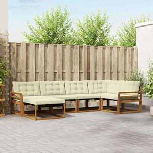 vidaXL Set de canapele de exterior cu pernă 6 pcs Natural și Crem imagine