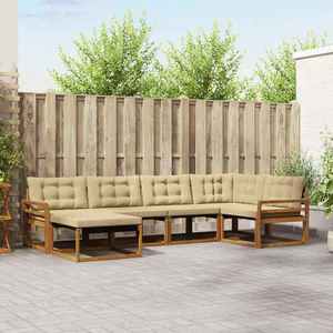 vidaXL Set de canapele de exterior cu pernă 6 pcs Natural și Bej imagine