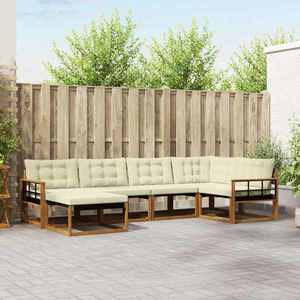 vidaXL Set de canapele de exterior cu pernă 6 pcs Natural și Crem imagine