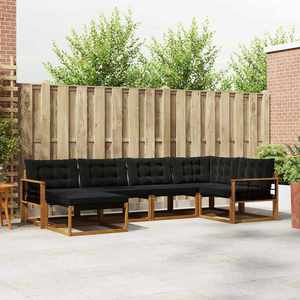 vidaXL Set de canapele de exterior cu pernă 6 pcs Natural și Negru imagine