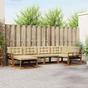 vidaXL Set de canapele de exterior cu pernă 6 pcs Natural și Bej imagine